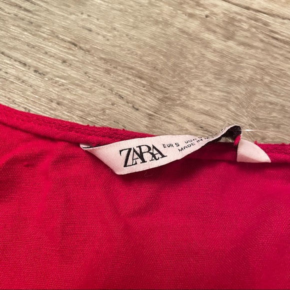 NWOT Zara daisy red crop top with puffed sleeves - Picture 8 of 10